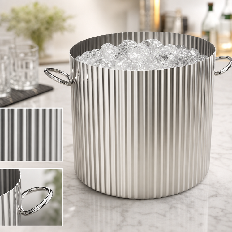 Product image #5 for American Metalcraft Fluted Stainless Steel 16 Qt. Beverage Tub