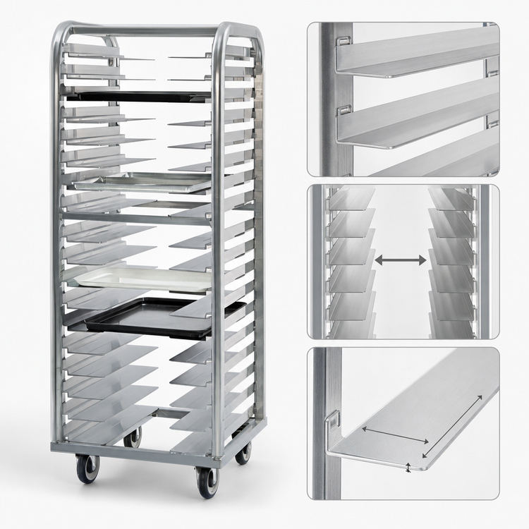 Product image #4 for New Age Lifetime Series Heavy-Duty Roll-In End-Load Bun Pan Rack, 18-Pan Capacity, Aluminum, 64-Inch Height