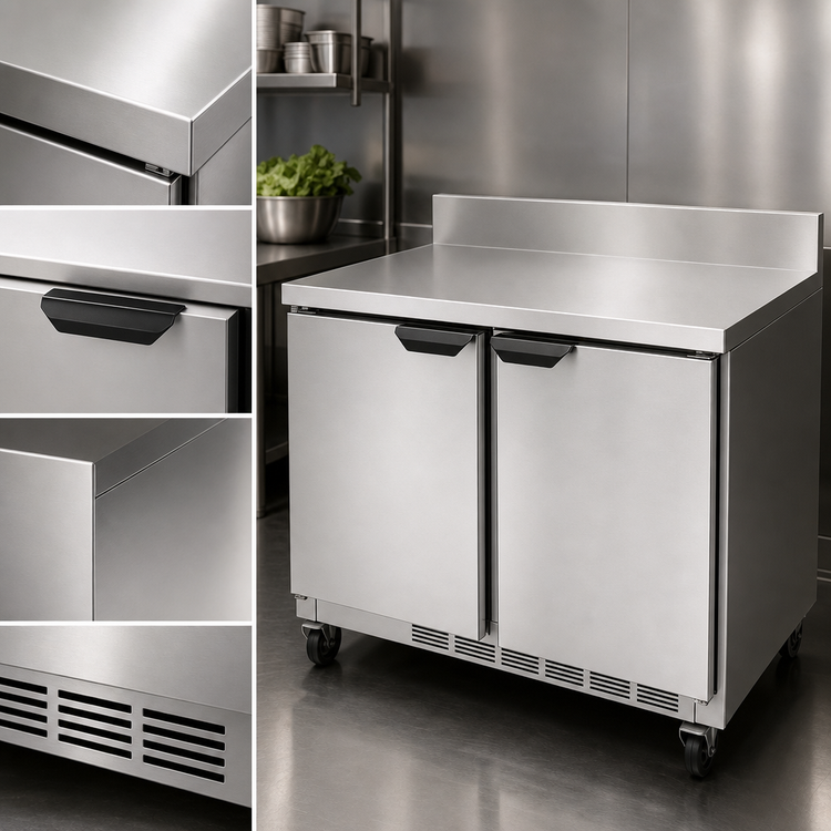 Product image #4 for Beverage-Air Two-Section 36-Inch Worktop Freezer with Solid Doors and Foamed-In-Place Backsplash