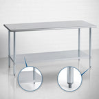 Thumbnail image #4 for Duke Manufacturing 416-30144 144-Inch x 30-Inch Stainless Steel Work Table, 400-Series Top, Galvanized Undershelf, No Backsplash