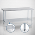 Thumbnail image #4 for Duke 144-Inch x 30-Inch Stainless Steel Work Table with Galvanized Undershelf and Posts, 36-Inch High, No Backsplash