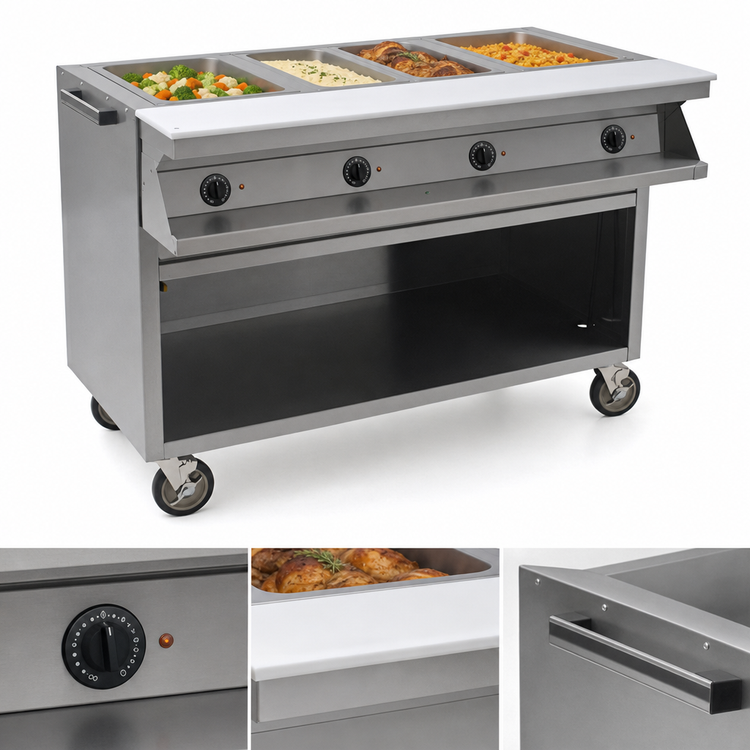 Product image #4 for Spec-Master 4-Well Electric Mobile Sealed Well Hot Food Table with Sliding Doors