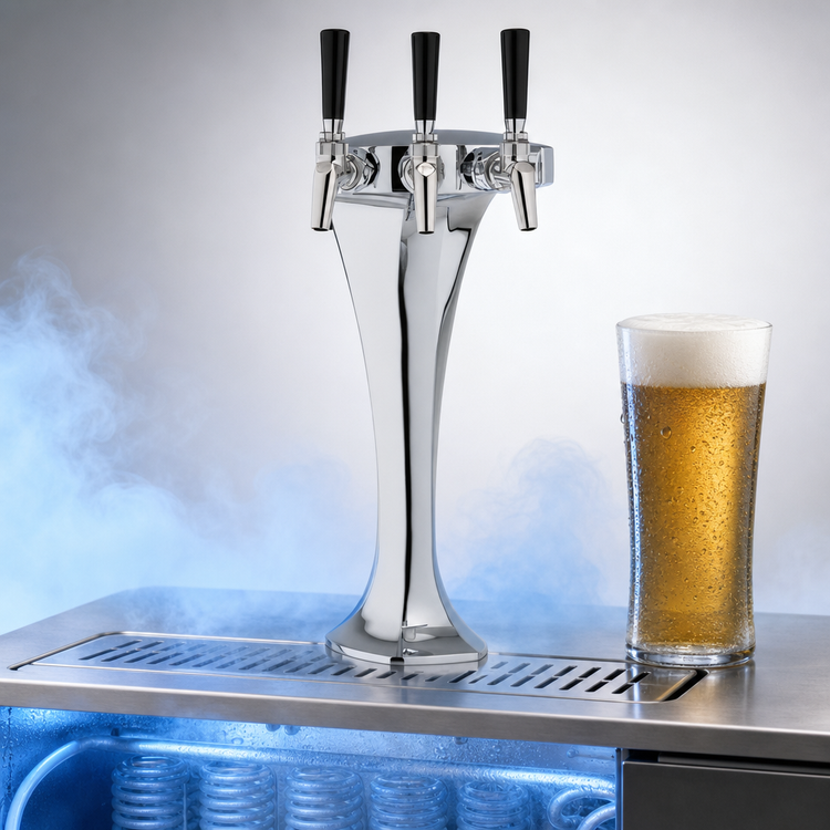 Product image #4 for Cobra Century System Glycol-Cooled Countertop Draft Beer Tower, 3-Faucet, Polished Chrome