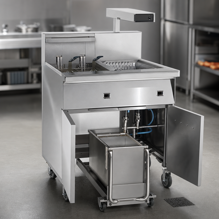 Product image #4 for Imperial Electric Floor Fryer with Immersed Elements, Built-In Filter System, and Dump Station, 75 lb Capacity