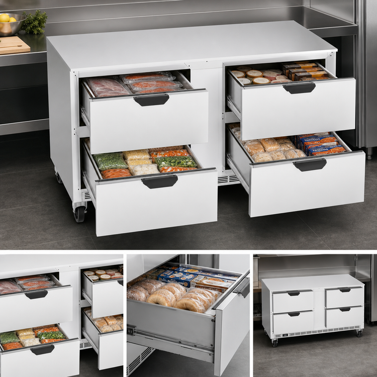Product image #4 for Beverage-Air UCFD60AHC-4 60-Inch Two-Section Undercounter Freezer with 4 Drawers, 17.1 Cu. Ft.