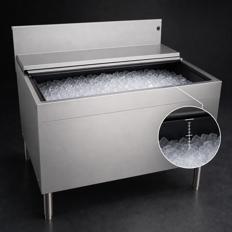Product image #4 for Glastender Extra Deep Underbar Ice Bin with 10-Circuit Cold Plate, 139 lb. Ice Capacity, 36-Inch W x 19-Inch D