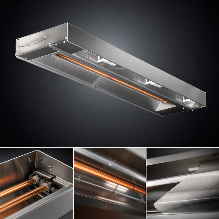 Product image #4 for RedHots 72-Inch Single Unlighted Rod-Type Strip Heat Lamp, 240V, 1275W