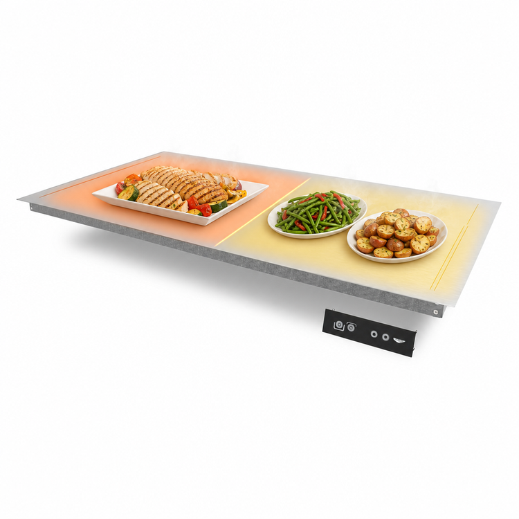 Product image #4 for Vollrath 38 Inch Flush Mount Drop-In Heated Shelf with Dual Warming Zones, Stainless Steel, 120V