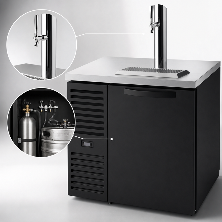 Product image #4 for 36-Inch One-Section Pass-Thru Refrigerated Draft Beer Cooler with 1-Faucet Beer Column