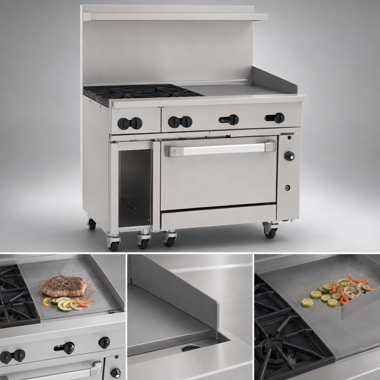Product image #4 for Wolf Challenger XL 48-Inch Gas Restaurant Range with 4 Open Burners, 24-Inch Griddle and Convection Oven