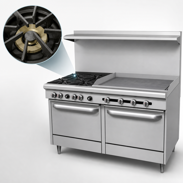 Product image #4 for Southbend S-Series 60-3/4-Inch Gas Restaurant Range with 4 Open Burners, 36-Inch Thermostatic Griddle, Standard Oven and Cabinet Base