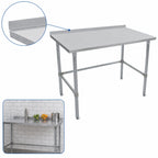 Thumbnail image #4 for John Boos Stallion ST4R1.5-24108GBK 108-Inch x 24-Inch Stainless Steel Underbar Work Table, 14-Gauge 300-Series Top, Galvanized Open Base