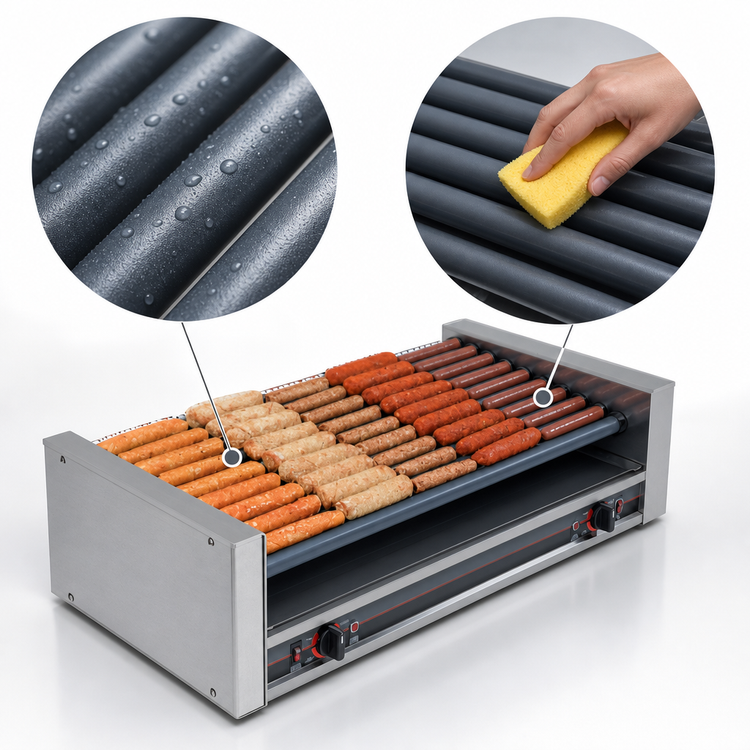 Product image #4 for Nemco Roll-A-Grill Slanted Hot Dog Roller Grill with GripsIt-Coated Rollers, 27 Hot Dog Capacity, 220V