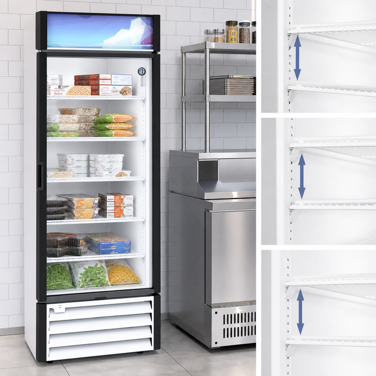 Product image #4 for Hoshizaki 1-Section Glass Door Freezer Merchandiser, 20.71 Cu. Ft., Bottom-Mount, White
