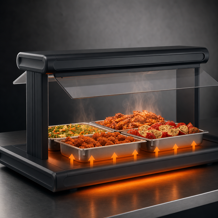 Product image #4 for Hatco Glo-Ray® 42-Inch Countertop Pass-Thru Buffet Warmer with Heated Base and Sneeze Guards