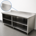 Thumbnail image #4 for Advance Tabco Special Value Economy 96-Inch x 24-Inch Stainless Steel Open Front Cabinet Work Table with 5-Inch Backsplash and Mid-Shelf