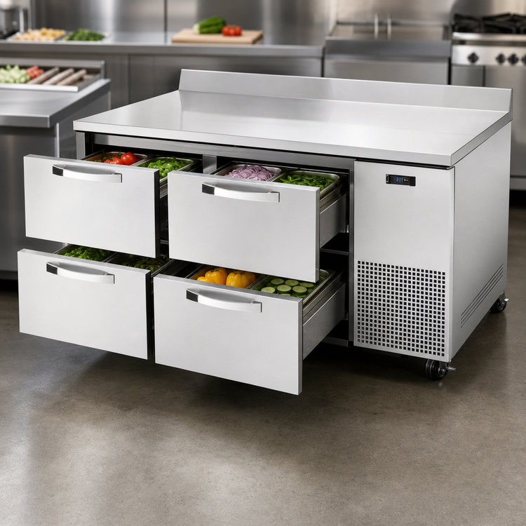 Product image #4 for True Spec Series Two-Section Deep Worktop Refrigerator with 4 Drawers, 67-1/4-Inch Wide