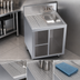 Thumbnail image #4 for Krowne Royal Series Stainless Steel Underbar Wet Waste Cabinet with Right-Side Hand Sink and Left Drainboard, 24 x 24 Inches