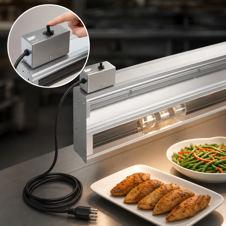 Product image #4 for Vollrath Cayenne® 24-Inch Single Strip Heat Lamp with Sheathed Cal-Rod Element, Aluminum Housing, 550W, 120V