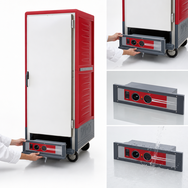 Product image #4 for Metro C5 3 Series Full-Height Mobile Heated Holding and Proofing Cabinet with Red Insulation Armour, Solid Door, and Lip-Load Slides