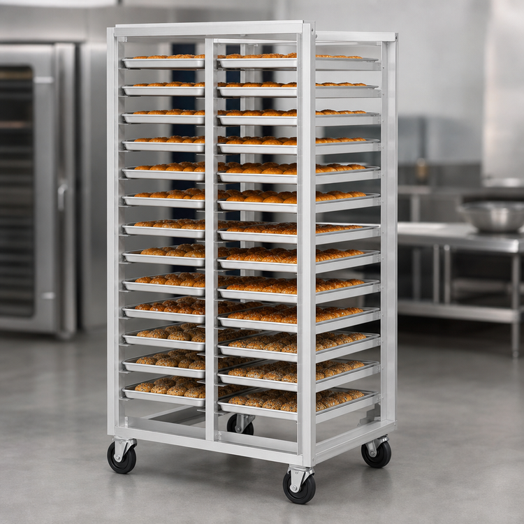 Product image #4 for Channel Manufacturing Double Section Side-Loading No Lift Aluminum Oven Rack, 30-Pan Capacity