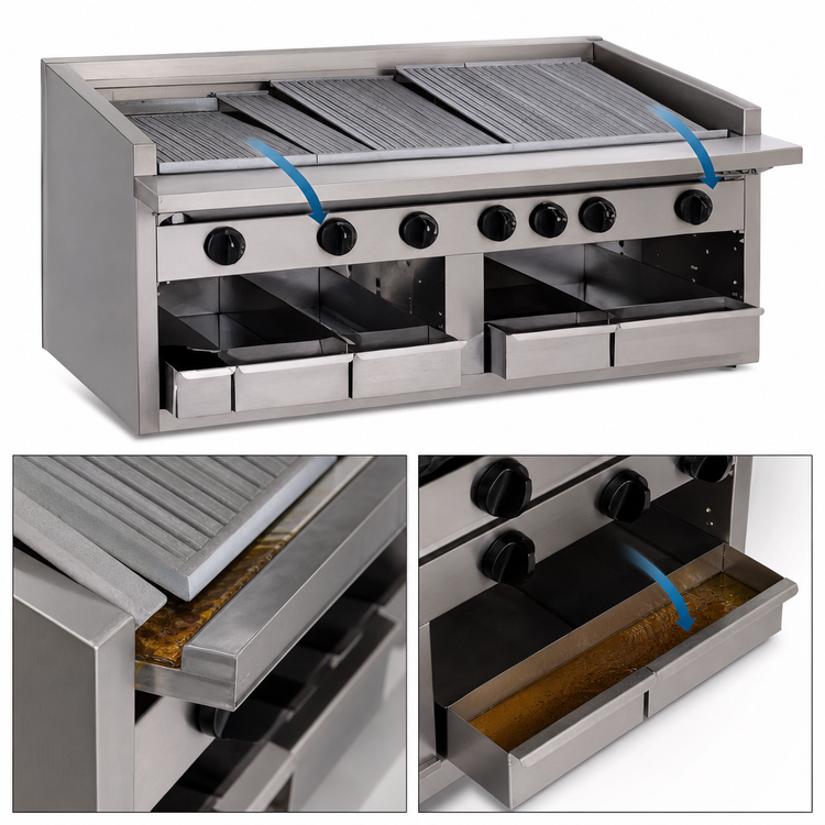 Product image #4 for Bakers Pride Dante Series C-72RS-C 72-Inch Countertop Gas Radiant Charbroiler with Free-Floating Round Rod Top Grate
