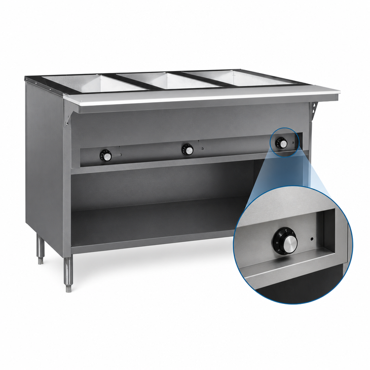 Product image #4 for Eagle Spec-Master 48-Inch Electric Hot Food Table with Three 12 x 20-Inch Wet/Dry Wells and Open Base