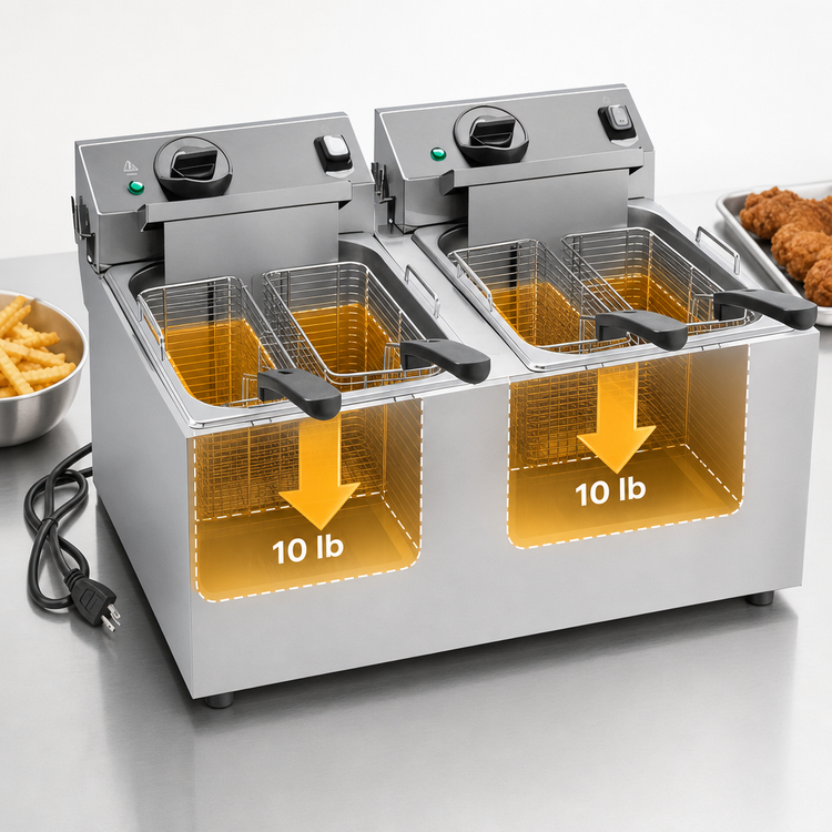 Product image #4 for Vollrath Countertop Double-Well Electric Deep Fryer, 10 lb Capacity Per Well, 120V