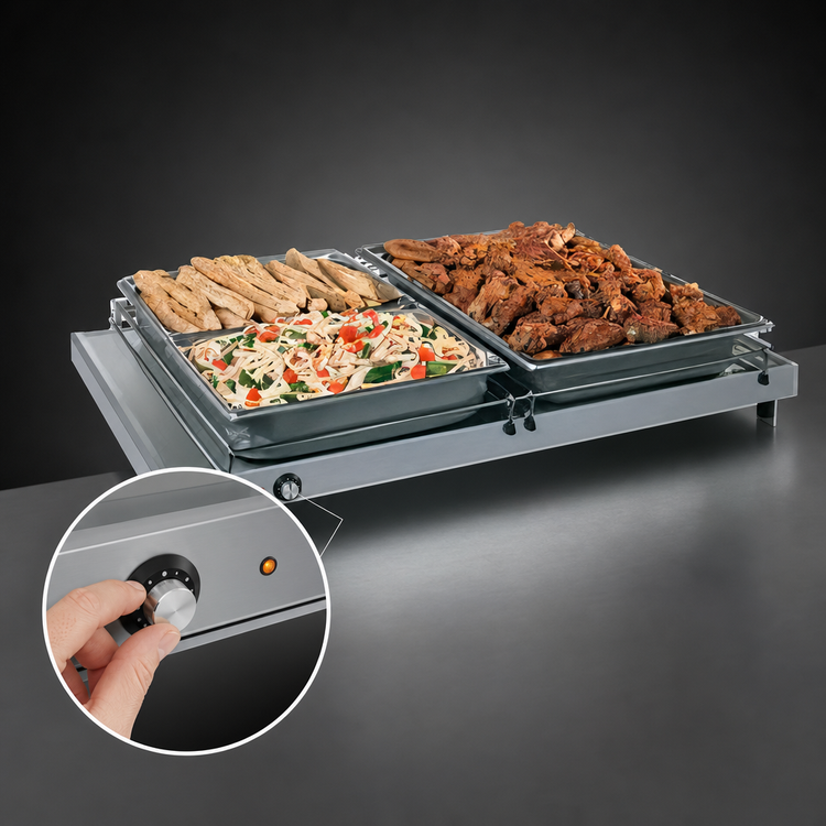 Product image #4 for Hatco Glo-Ray Freestanding Heated Shelf, 66 Inch W x 17-1/2 Inch D, Stainless Steel Top