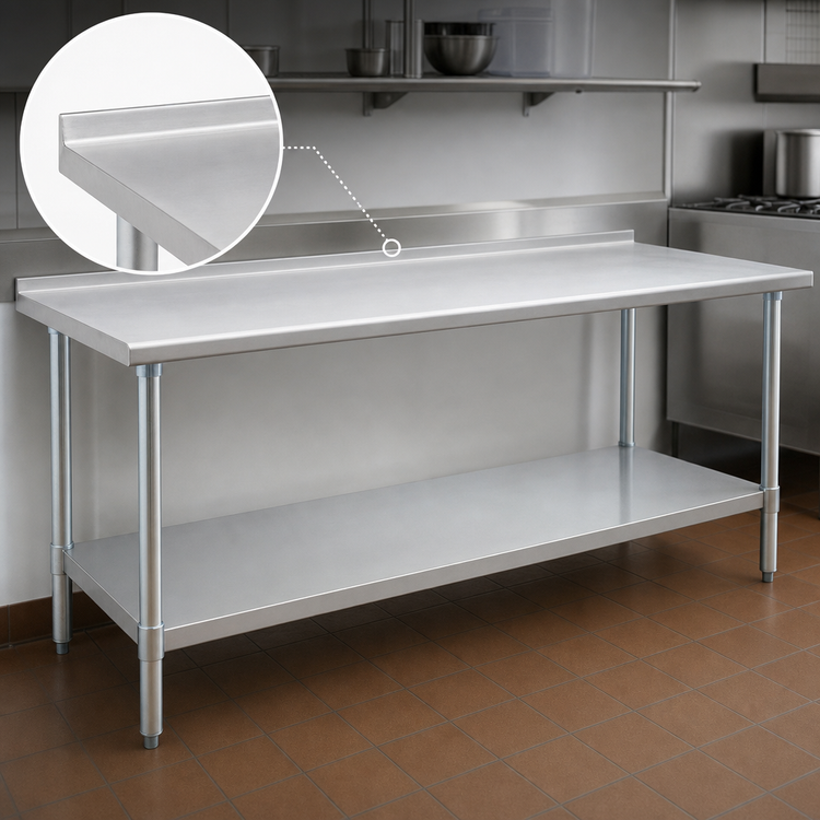 Product image #4 for Deluxe Series 108-Inch x 30-Inch Stainless Steel Work Table with Rear Upturn and Adjustable Undershelf
