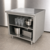 Thumbnail image #4 for Advance Tabco 36 Inches x 36 Inches Underbar Work Table with Open Front Cabinet Base, Mid-Shelf, and 14-Gauge 304 Stainless Steel Top
