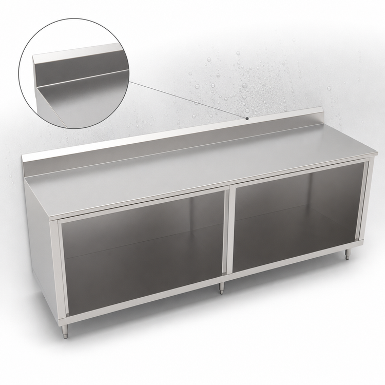Product image #4 for John Boos 96-Inch x 36-Inch Open Front Cabinet Base Work Table with Stainless Steel Top and 5-Inch Backsplash