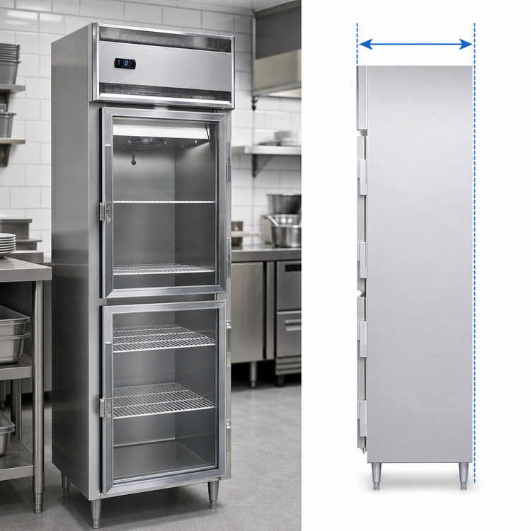 Product image #4 for Continental Refrigerator D1FSNSSGDHD Designer Line One-Section Shallow Depth Reach-In Freezer with Half-Height Glass Doors
