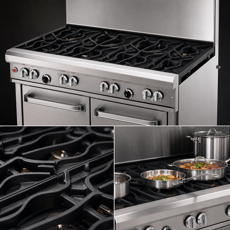 Product image #4 for Southbend Ultimate 48-Inch Gas Restaurant Range with 7-Burner Mixed Top, Standard Oven and Cabinet Base