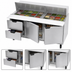 Thumbnail image #5 for Beverage-Air SPED72HC-30M-2 Mega Top Sandwich Prep Table with 30-Pan Top, 2 Doors, 2 Drawers
