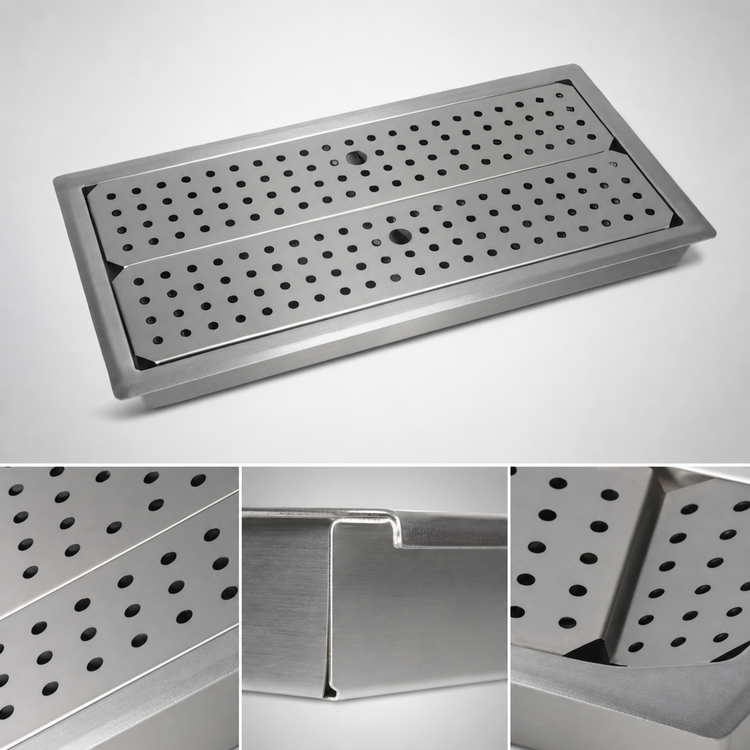 Product image #4 for Glastender Drop-In Stainless Steel Drip Tray Trough, 24 x 12 Inches