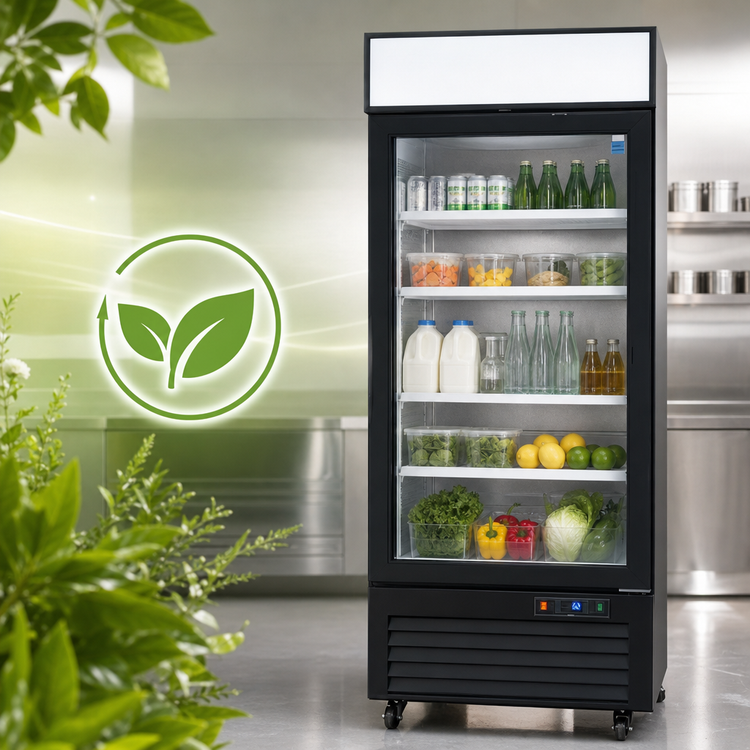 Product image #4 for Atosa MCF8722GR One-Section Glass Door Merchandiser Refrigerator, 19.4 Cu. Ft., Black Exterior