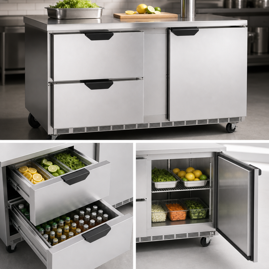 Combination Drawer-and-Door Access