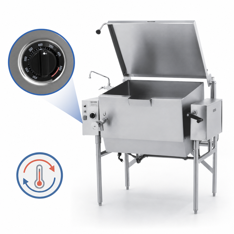 Product image #4 for AccuTemp Edge Series Thermostatically Controlled Gas Tilting Skillet, 40-Gallon, Manual Tilt Floor Model