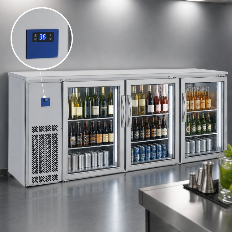 Product image #4 for BK Resources 85-Inch Three-Door Glass Door Back Bar Refrigerator