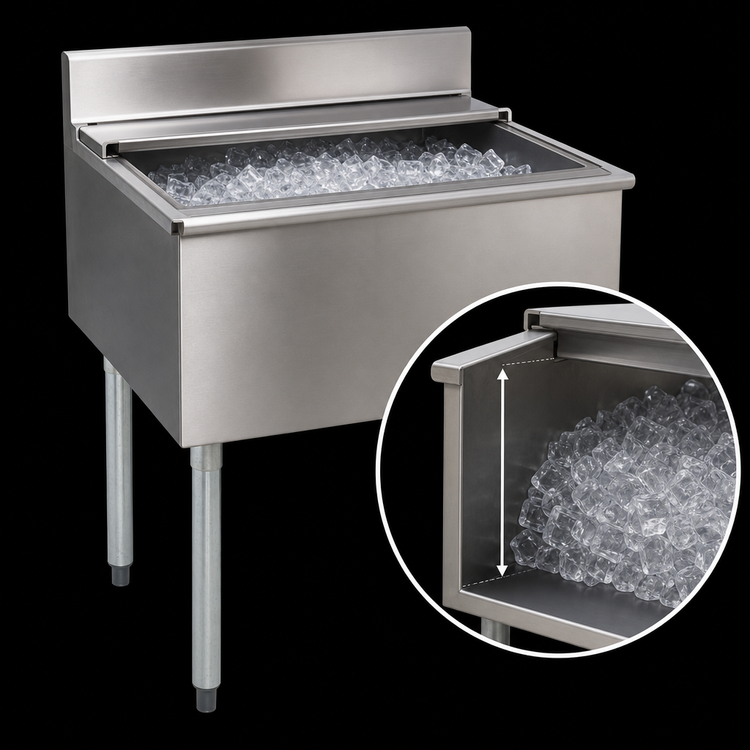 Product image #4 for Eagle Group 2200 Series Underbar Ice Bin/Cocktail Unit with Sliding Cover, 24" x 24", 63 lb Capacity