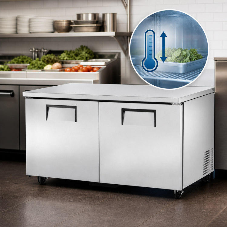 Product image #4 for True 2-Section Undercounter Refrigerator with Solid Doors, 60 3/8" Wide, Stainless Steel, 115V