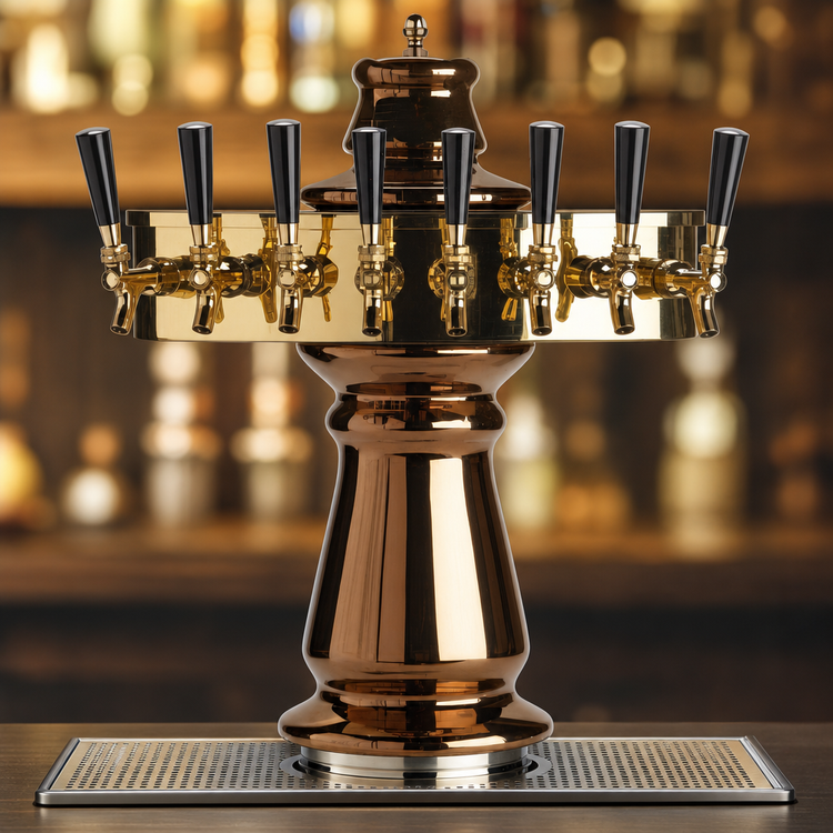 Product image #4 for Vienna Countertop Single-Column Glycol-Cooled Ceramic Draft Beer Tower with 8 Stainless Steel Faucets