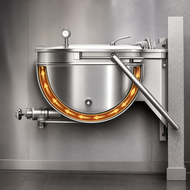 Product image #4 for Legion LSWT-100 100-Gallon Stationary Wall-Mounted Full-Jacketed Direct Steam Kettle