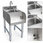 Thumbnail image #4 for Klinger's Trading BS-1620 Freestanding Stainless Steel Blender Station with Dump Sink, Recessed Step & Faucet, 16-1/2"W x 22-3/4"D x 33"H