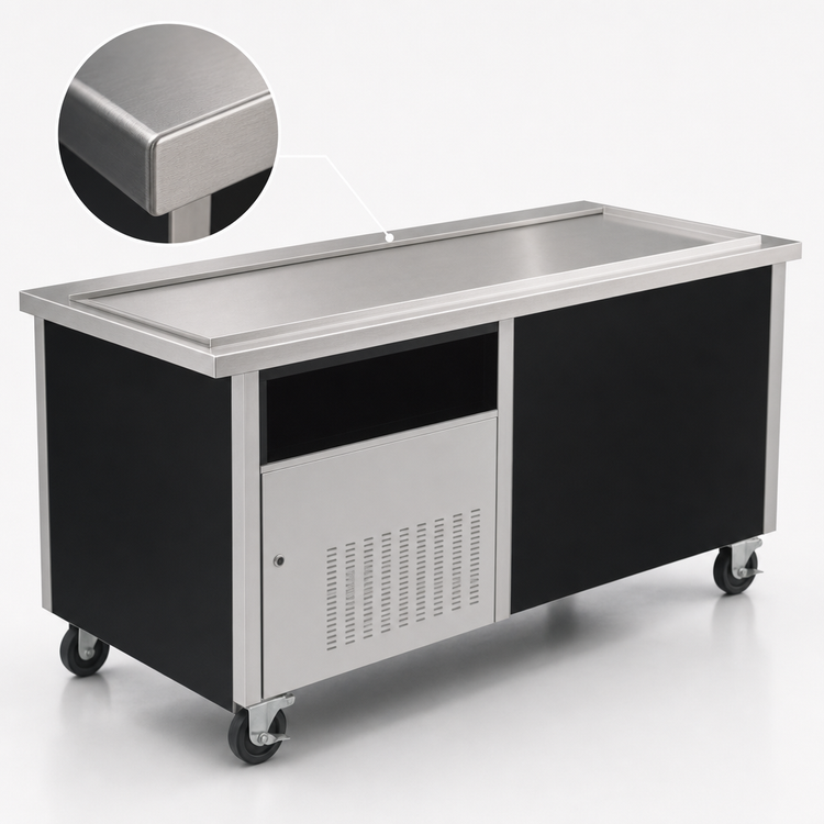 Product image #4 for Randell Mobile Modular Enclosed Base Refrigerated Frost Top Serving Station, 72 Inch, 5-Pan Capacity