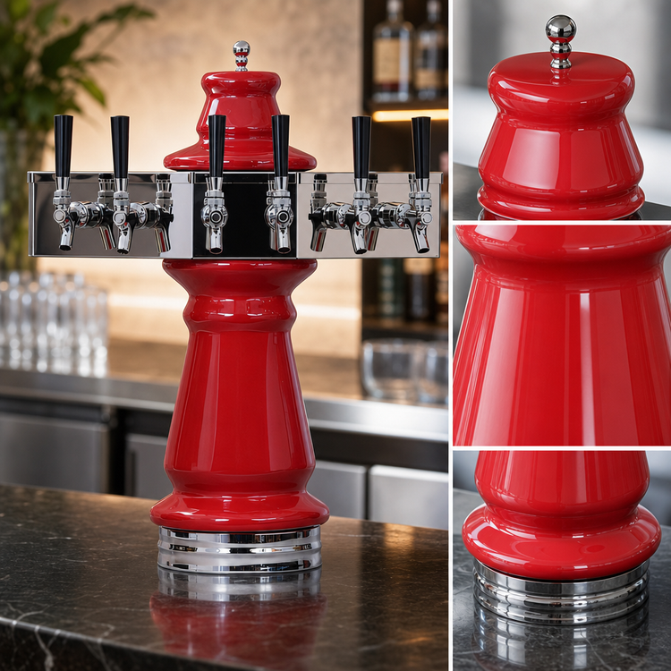 Product image #4 for Glastender Vienna 6-Faucet Glycol-Cooled Draft Dispensing Tower, Ceramic, Mirror Finish
