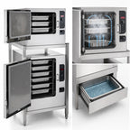 Thumbnail image #4 for Cleveland Range SteamChef (2) 22CET63.1 Double-Stacked Boilerless Electric Convection Steamer with Stand, 3- and 6-Pan Compartments