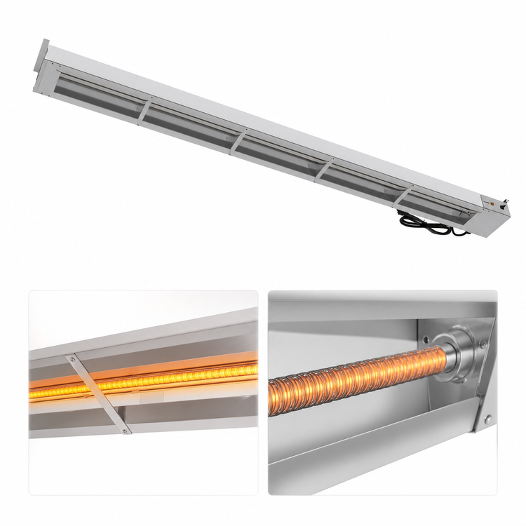 Product image #4 for KoolMore 72-Inch Single Commercial Strip Warmer, 120V, 1725W, Stainless Steel