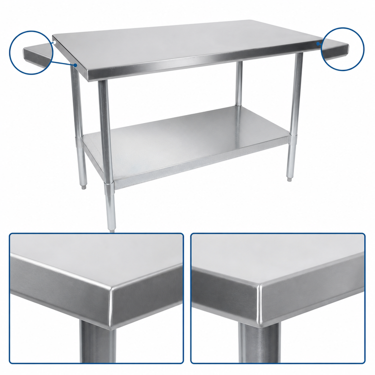 Product image #4 for John Boos Stallion Economy 18/430 Stainless Steel Work Table with Safety Edge and Adjustable Undershelf, 84 x 30 Inches